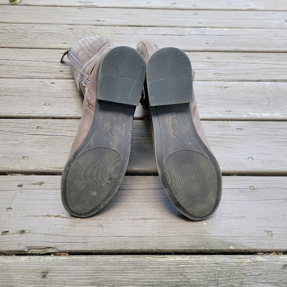 Vintage 90s y2k Brown Leather Suede Buckle Knee High Tall Equestrian Riding Boot - Picture 6 of 8